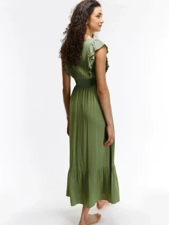 GATE Wiskozowa sukienka z marszczonymi rękawami| Kategorie·Sukienki