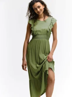 GATE Wiskozowa sukienka z marszczonymi rękawami| Kategorie·Sukienki