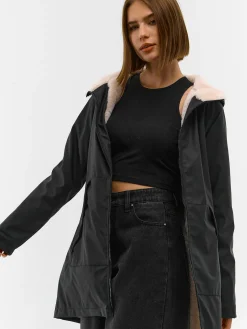 GATE Woskowana parka z podszewką ze sztucznego futra| Kurtki I Płaszcze·Kurtki Przejściowe